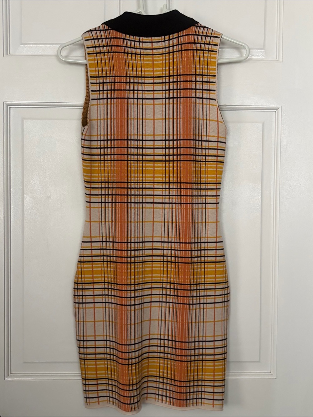 Sleeveless Plaid Polo Dress in Mustard/Black - Picture 2 of 4